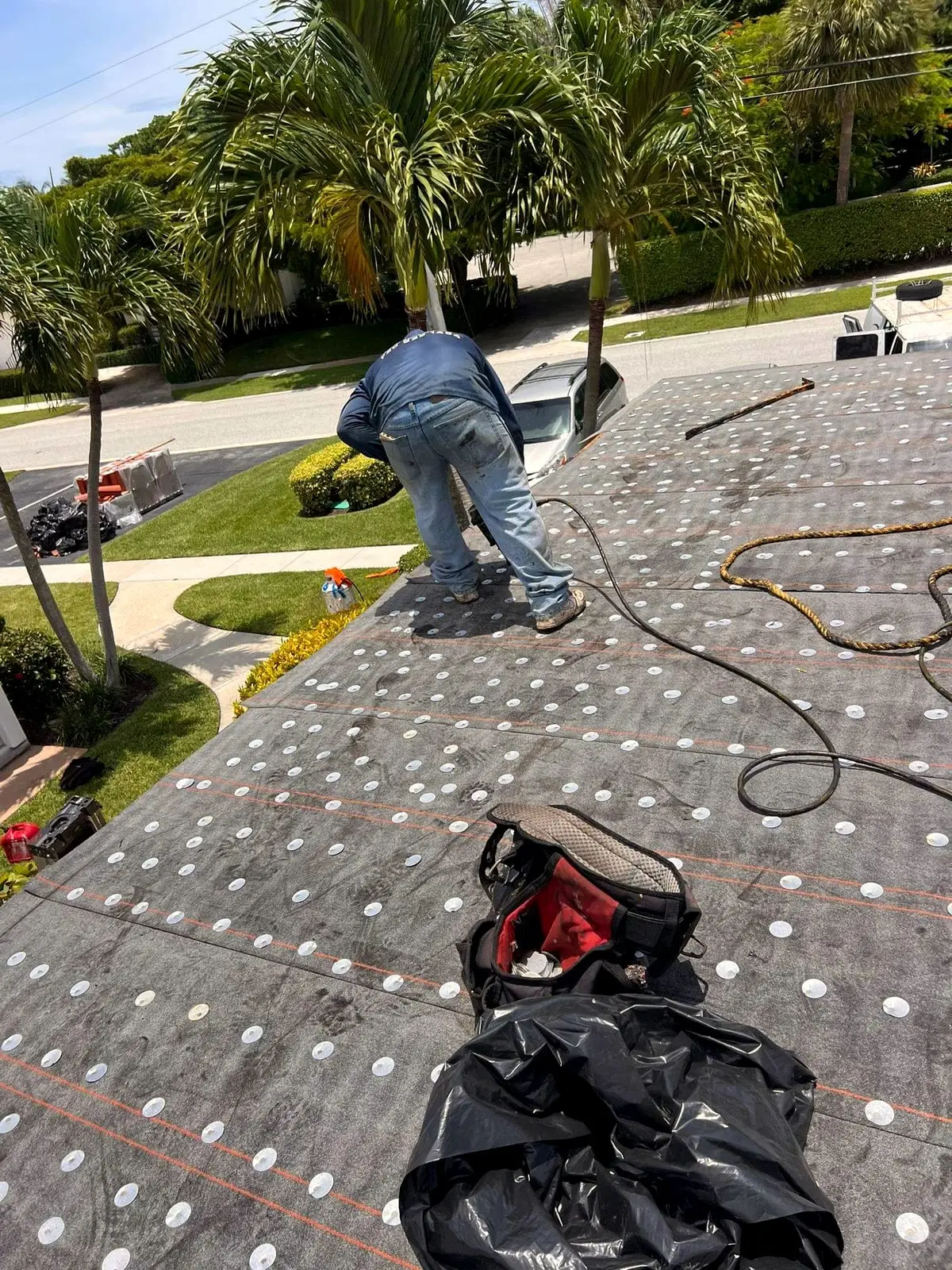 Roof underlayment fastened with rows of cap nails